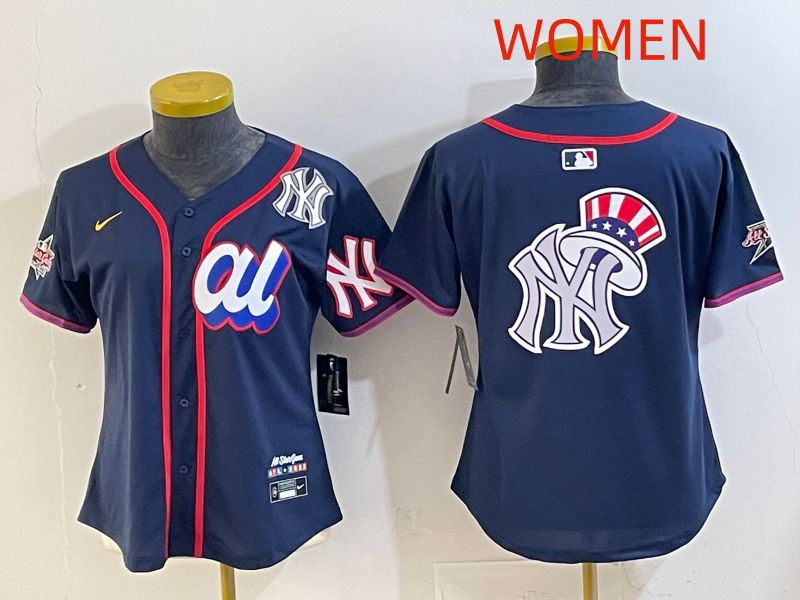 Women 2025 New York Yankees Blank Drak Blue All star Nike MLB Jersey style 08